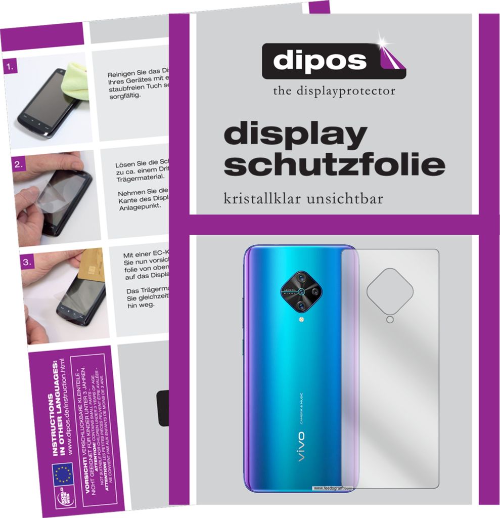 6x Schutzfolie für Vivo Y51 (2020) Rückseite klar Displayschutzfolie Folie Display Schutz dipos