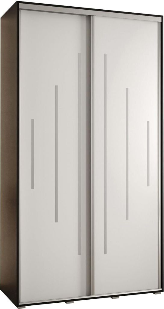 MEBLE KRYSPOL Davos 12 Schrank, zwei Türen - 235,2x130x45 cm - Schwarz Weiß Silber