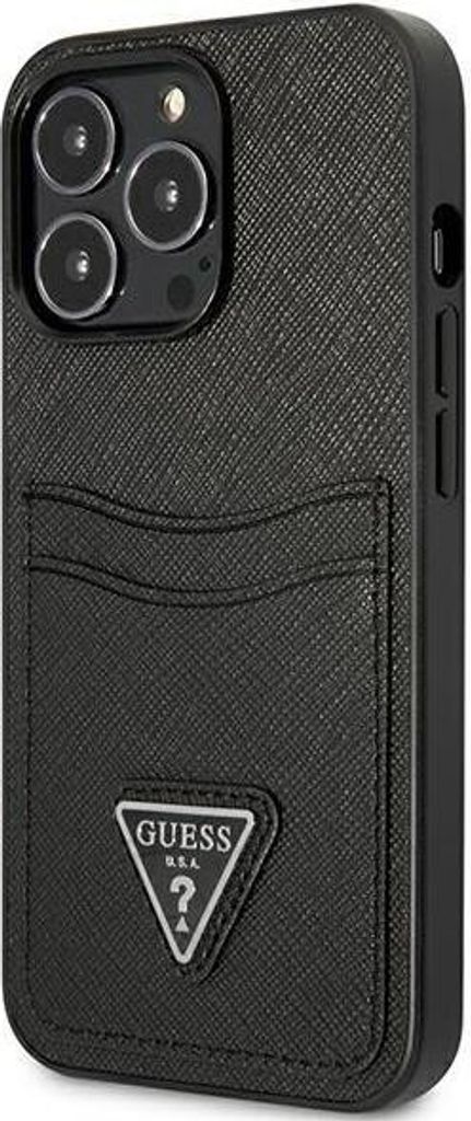 Guess Saffiano Double Card Triangle - iPhone 13 Pro Case (black)