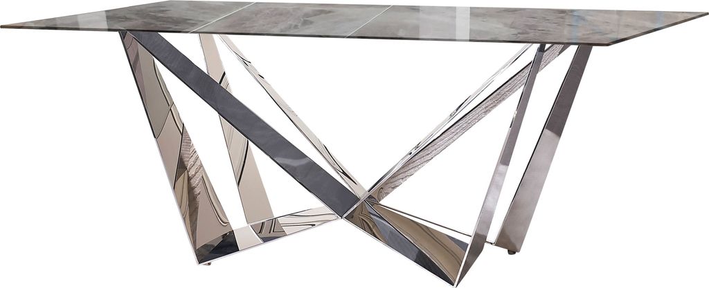 Rechteckiger Küchentisch mit Marmorplatte – Esszimmermöbel Esstisch Couchtisch Grau Keramik 220 x 100 cm