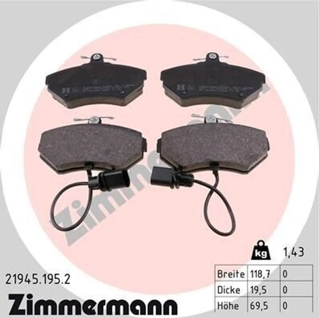 Plaquettes de Frein Avant Zimmermann pour Audi A4, SEAT Exeo et Passat