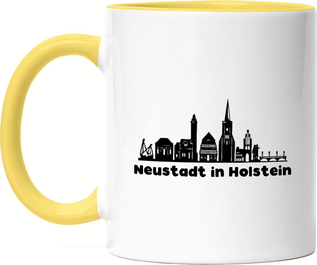 Neustadt in Holstein Lübecker Bucht Silhouette Tasse Gelb - Sommer am Meer