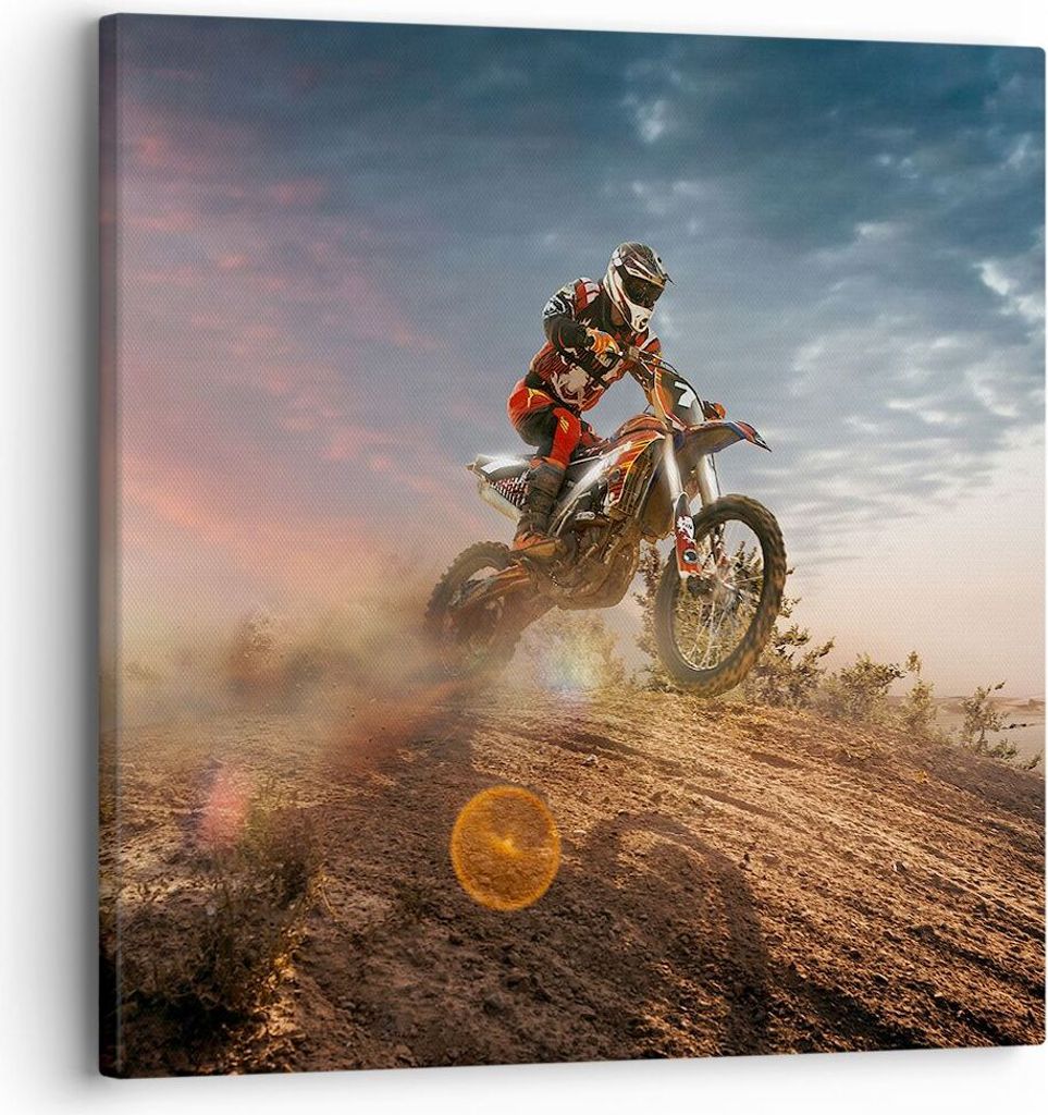 Bild auf Leinwand - Leinwandbild - Motor Reiten Helm - 30x30cm - Wand Bild - Wanddeko - Wandbilder - Leinwanddruck - Bilder - Kunstdruck - Wanddeko...