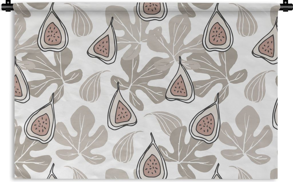 MuchoWow Wandteppich Wandbehang Sommer - Feigen - Blätter 90x60 cm Tapisserie Dekoration Wandtuch - Wandskulpturen - Bildteppich