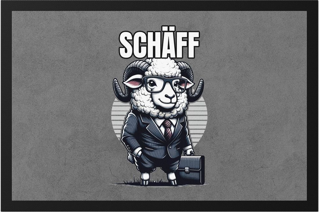 Schäff Schaf als Chef Design Fußmatte - Geschenkidee Büro Arbeit Humor Lustig