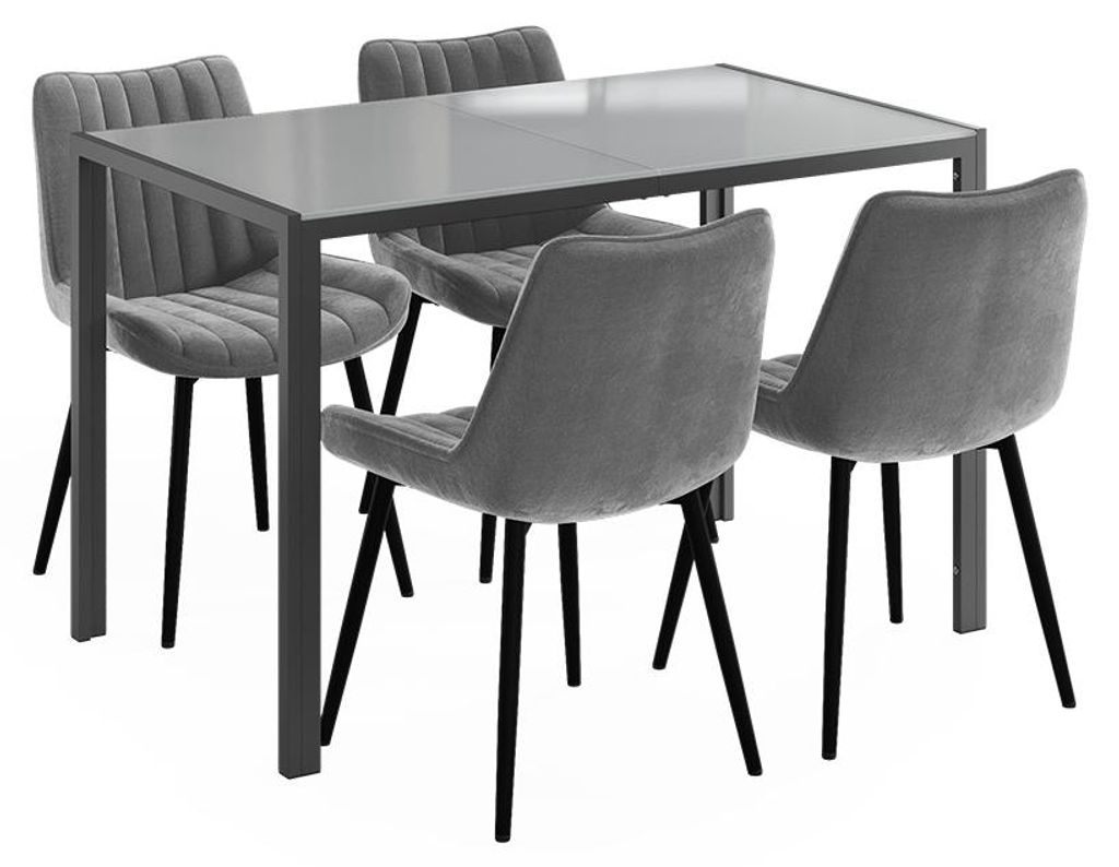 Eettafel set Vicco Grand Grijs 120 x 70 cm met 4 stoelen Productafbeelding 