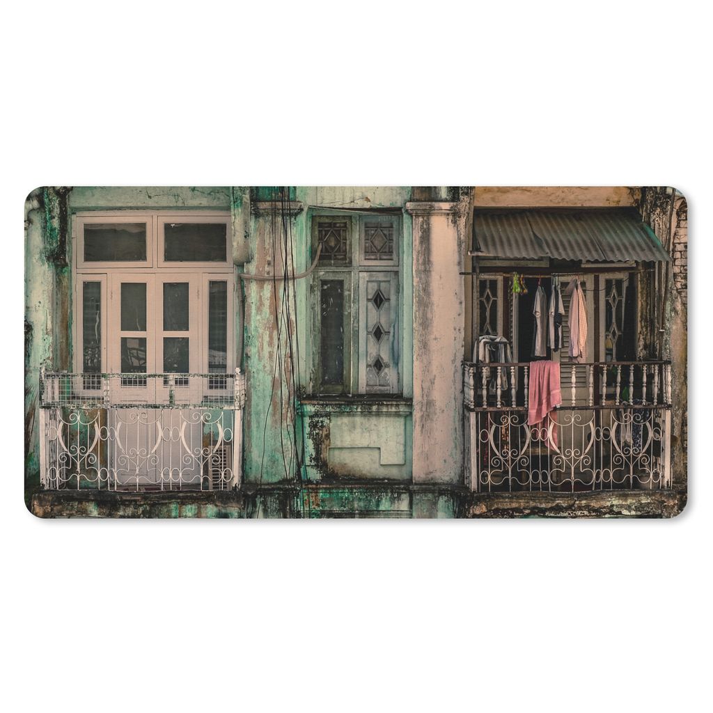 MuchoWow Schreibtischunterlage Vintage - Türen - Wohnungen - Architektur 80x40 cm - XXL Mauspad - Gaming Mauspad