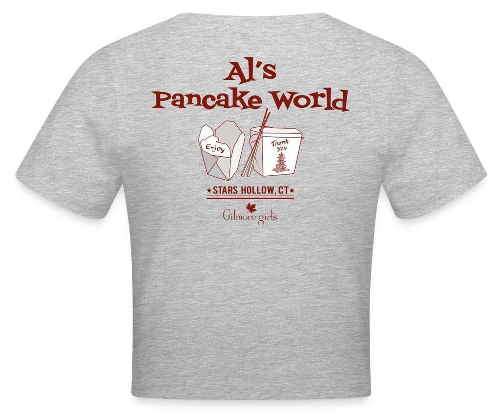 Spreadshirt Gilmore Girls Al's Pancake World Design Crop Top, L, Grau meliert