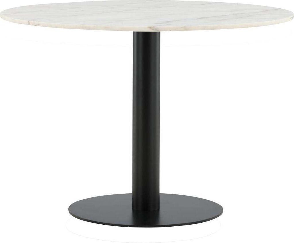 FURNLUX Esstisch Estelle Marmor Weiss Und Schwarz 106cm / Hauptfarbe: Weiß / Abmessungen: 106 x 106 x 75 cm