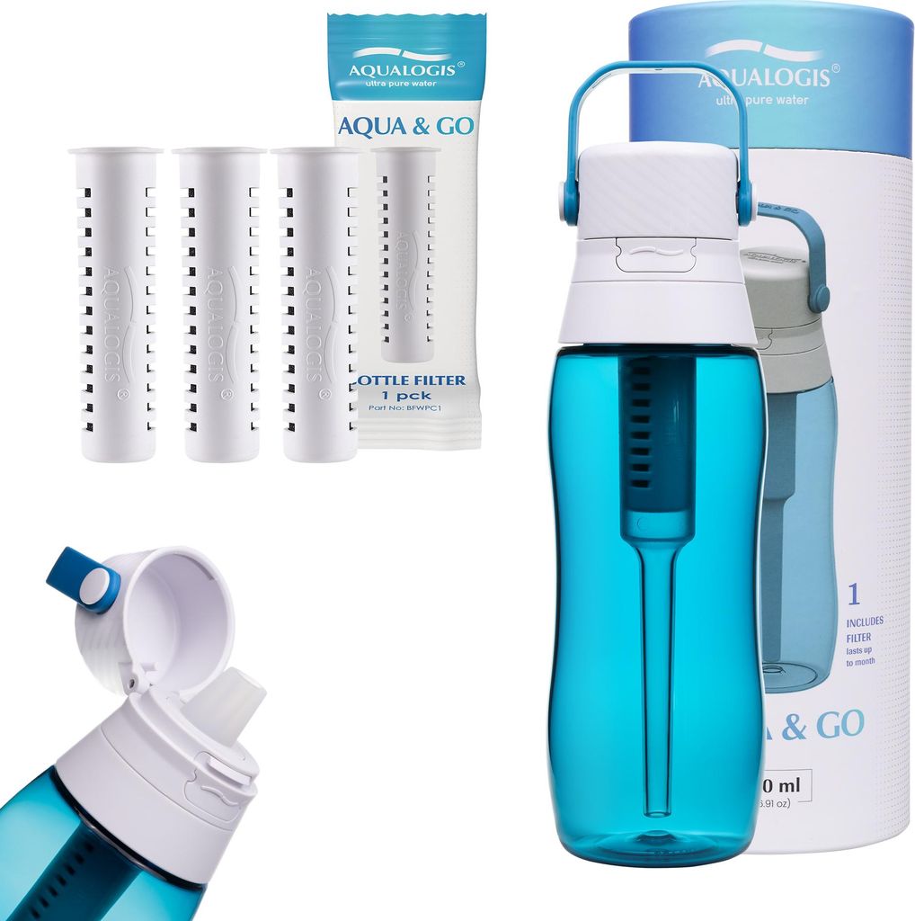 Aqualogis Ocean Blue Filterflasche 500 ml + 3 Filters