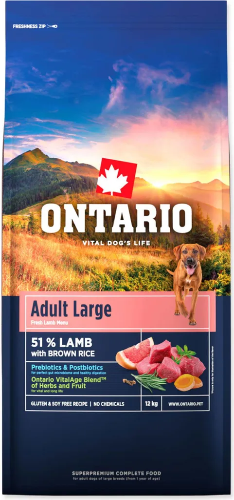 Croquettes pour grand chien actif Ontario Agneau protection articulaire