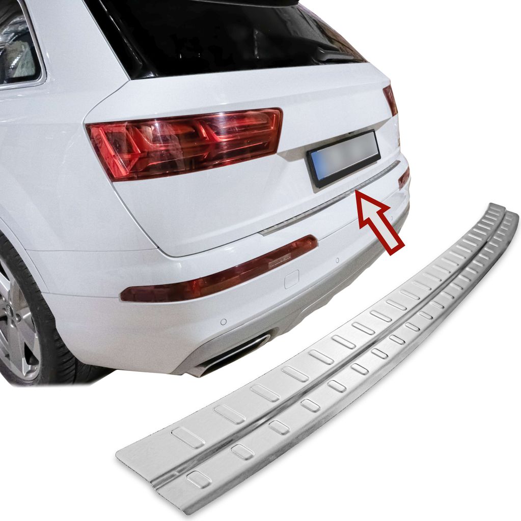 Edelstahl matt Ladekantenschutz für AUDI Q7 II, ab 2015 | Typ 4M | mit Abkantung