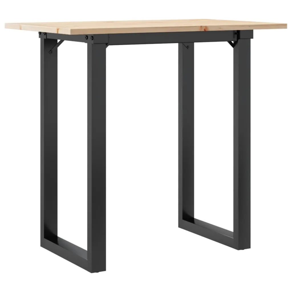vidaXL Tavolo da pranzo O-frame 80x50x75 cm in pino massiccio e acciaio
