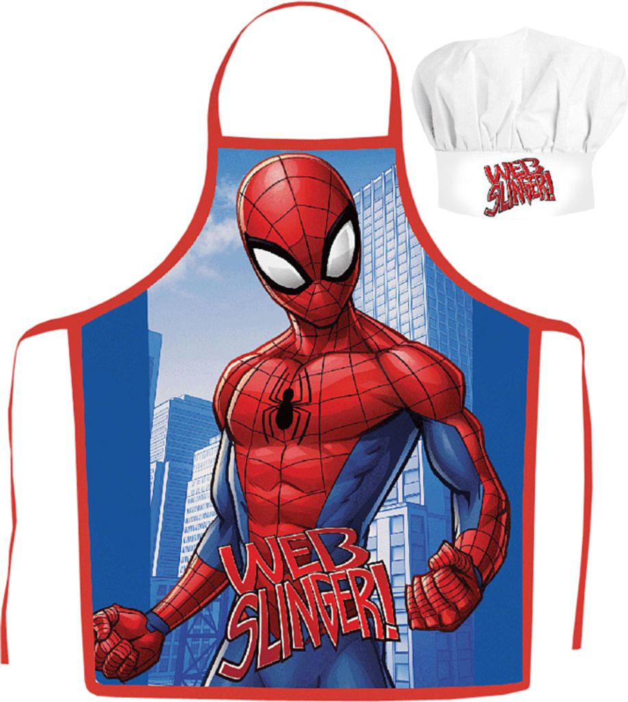 Kinderschürze mit Kochmütze Spiderman Web Slinger Produktbild 