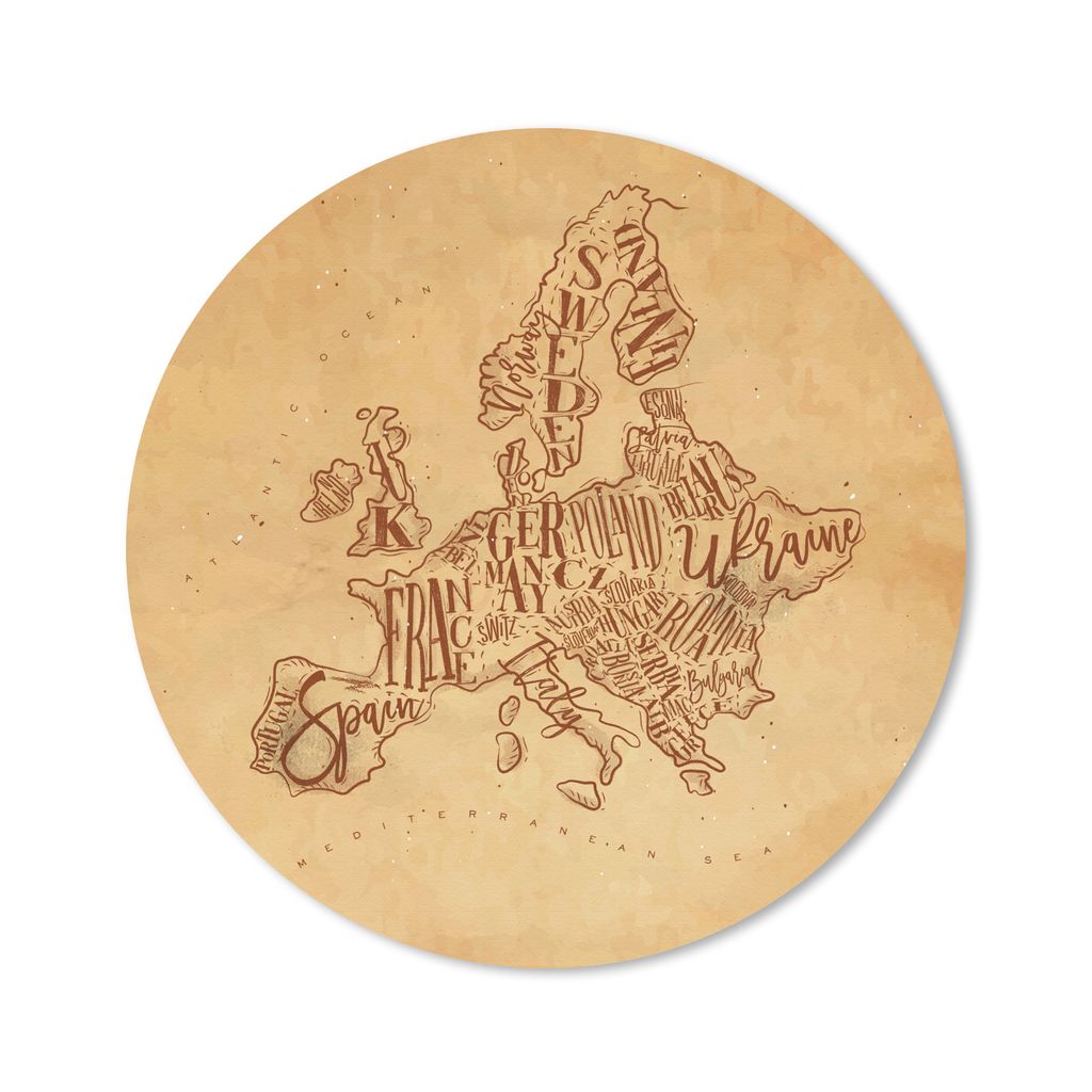 MuchoWow Mauspad Mousepad Karte - Europa - Vintage - Braun 30x30 cm - Mousepads - Maus Mat - Pad - Mausunterlage - Tischunterlage - Schreibtischm...