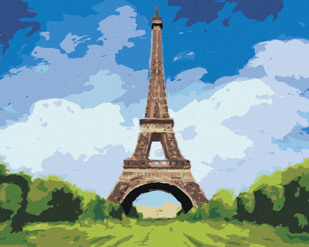 Zuty - Malen nach Zahlen - EIFFELTURM UND STRAHLEND BLAUER HIMMEL, 40x50 cm, ohne Keilrahmen