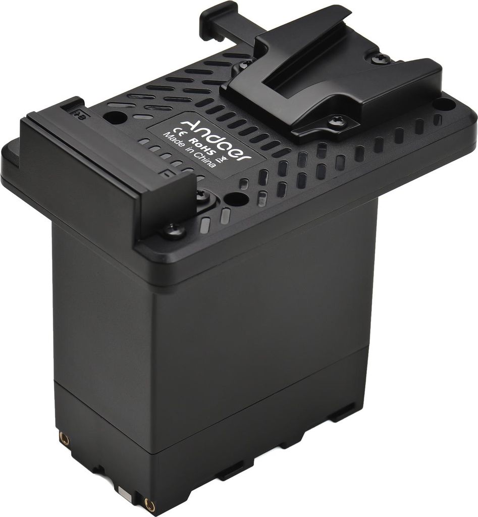 Andoer V-Lock V-Mount-Akkuplatte auf NP-F-Dummy-Adapter, integrierter Dekodier-Chip, Ersatz für Sony PXW-Z150/ HXR-MC2500/ MC1500C/ NX3/ NX5R/ NX5...