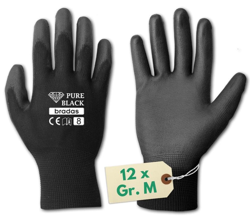 12 x PolyurethanHandschuhe Arbeit Arbeitshandschuhe Herren Produktbild 