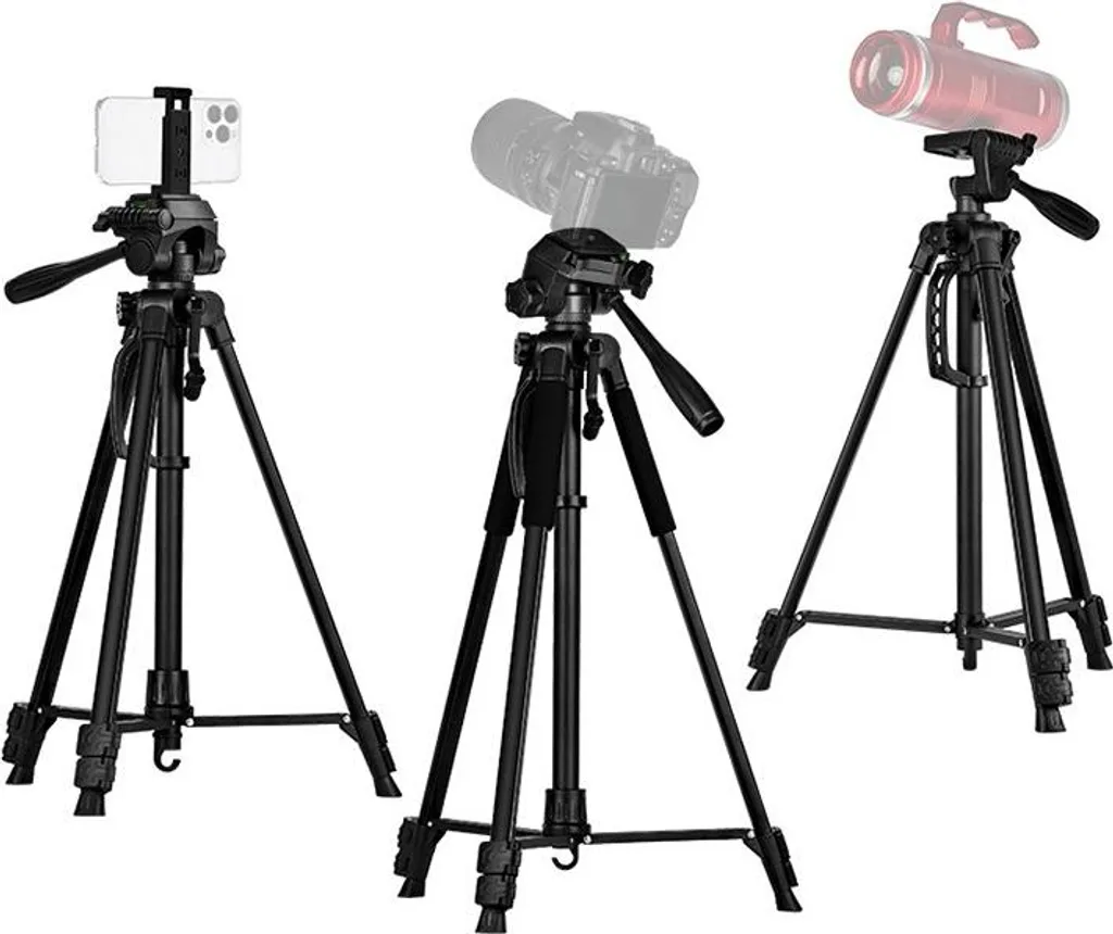 INF Trépied Téléphone Tube Fer Noir 1.75m avec Clip Rotatif 360 Degrés