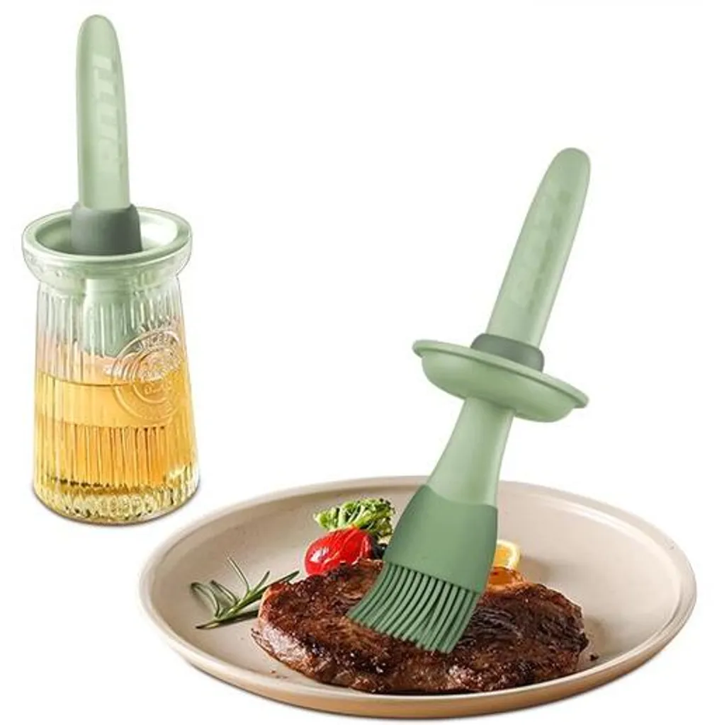 Brosse de cuisine en silicone verte 20 cm - Fini les poils perdus !
