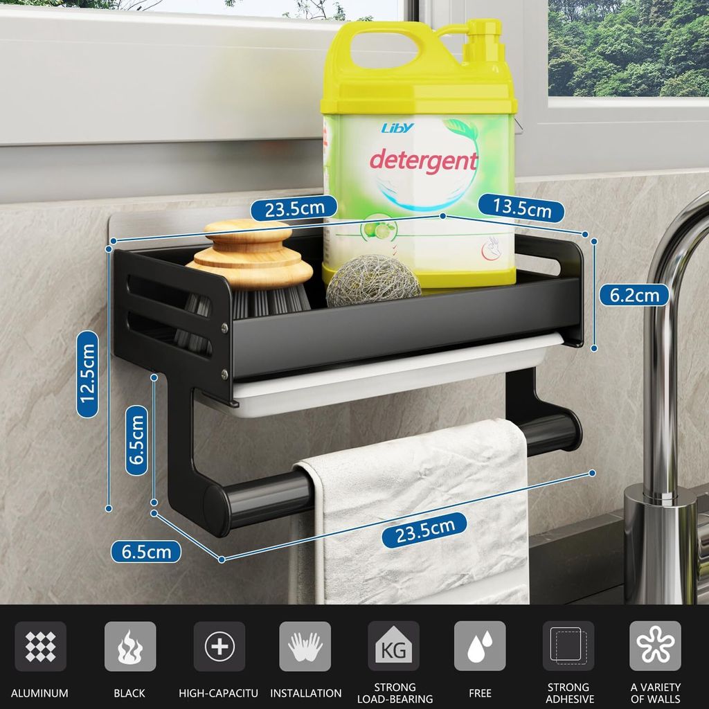 Spülbecken Organizer für Küche, Wand Hängend, Schwarz