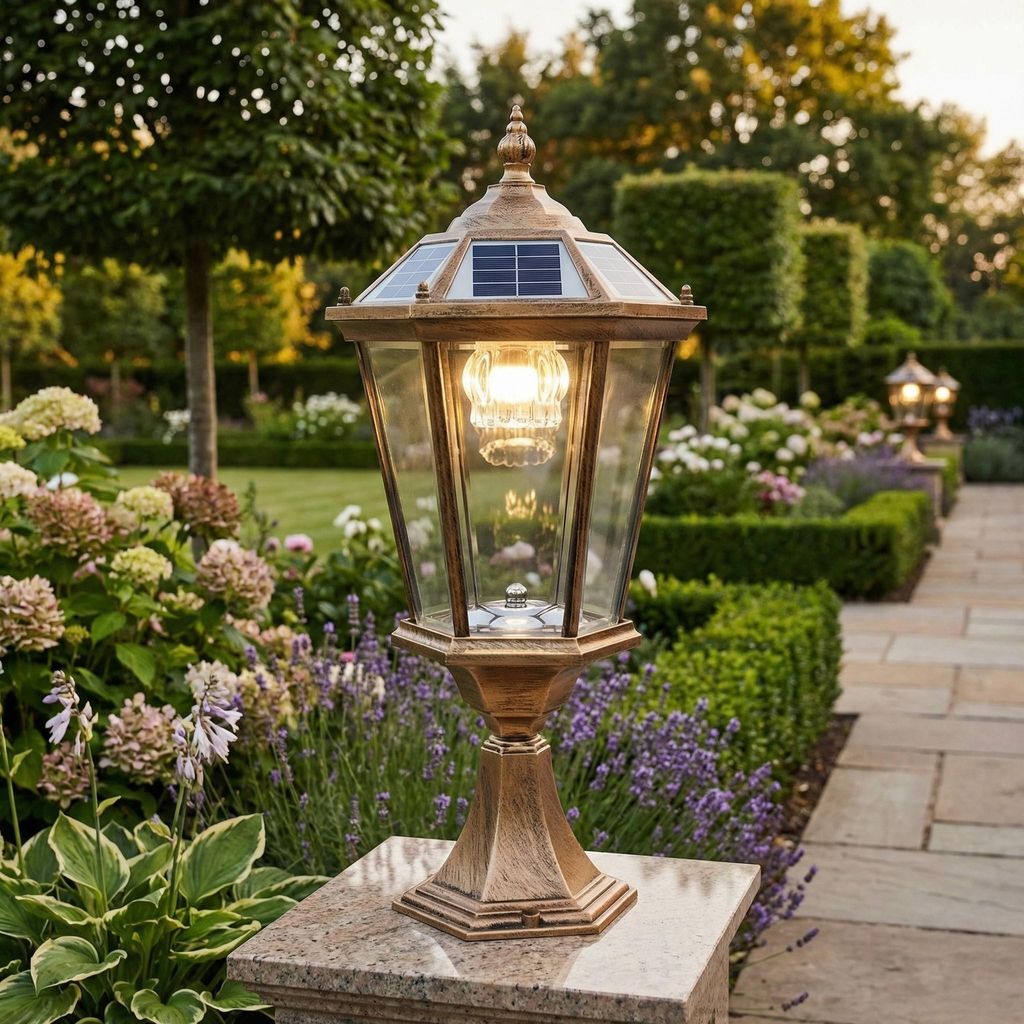Solar Sockelleuchte klassisch Außenleuchte Gartenleuchte Produktbild 