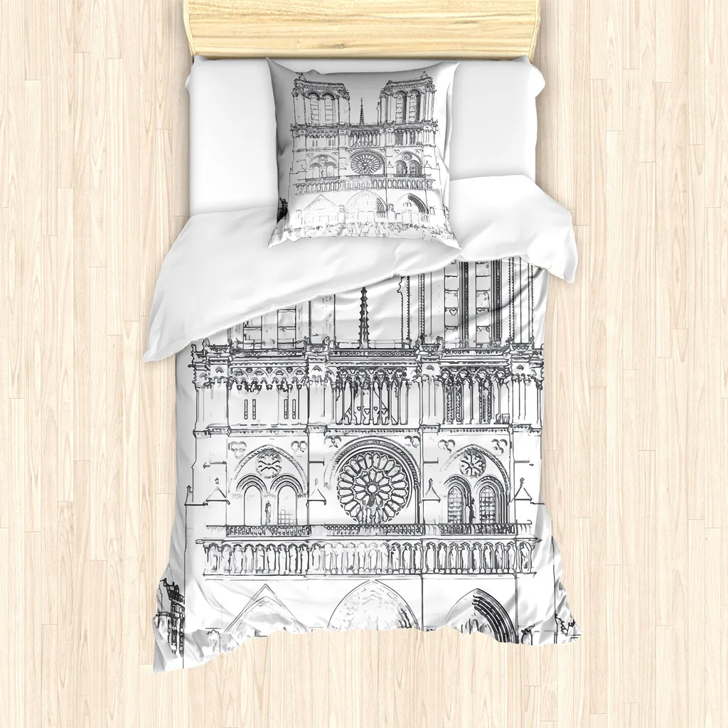 Copripiumino Singolo ABAKUHAUS Notre Dame Grigio per Allergici