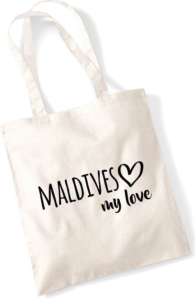 Huuraa Jutebeutel Maldives my love 10 Liter Natural Baumwolle Tasche Geschenkidee