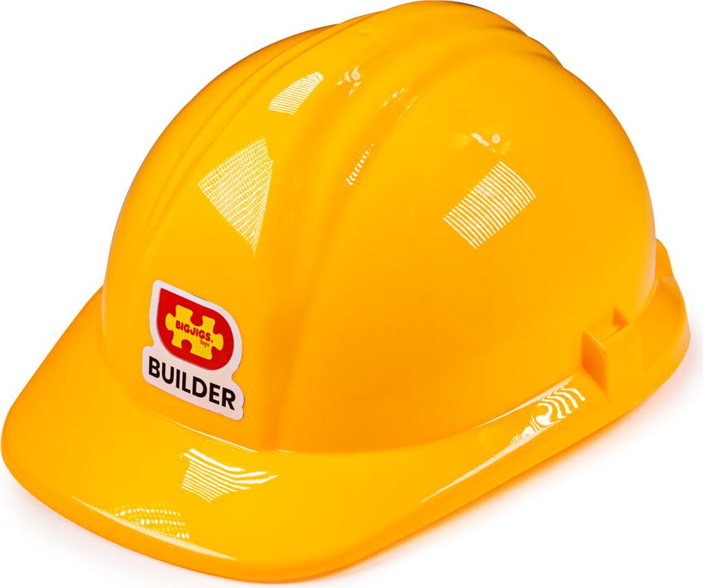 BigJigs Bauhelm gelb für Kinder - Bauarbeiter Helm Spielzeug