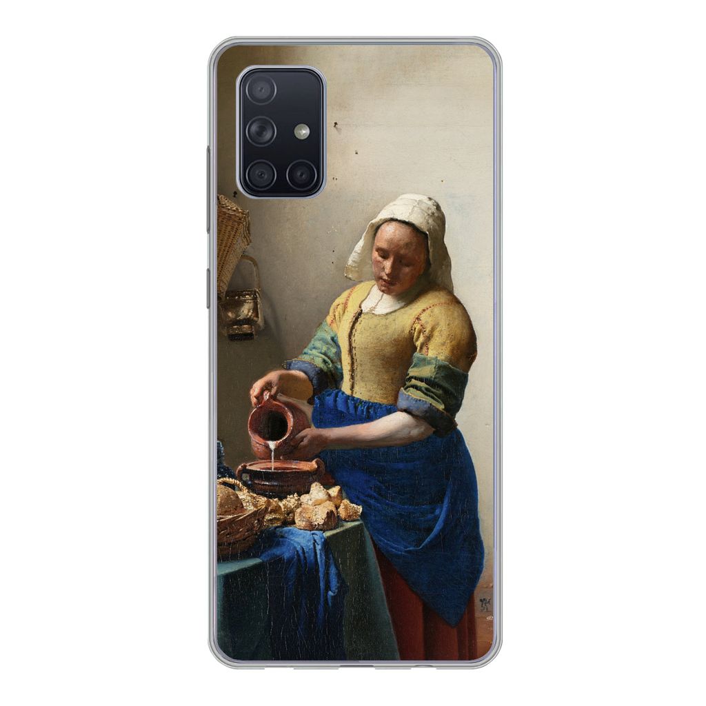 MuchoWow Handyhülle Schutzhülle Hülle für Samsung Galaxy A51 Das Milchmädchen - Vermeer - Alte Meister Silikon Softcase Handy Hülle - Schut...