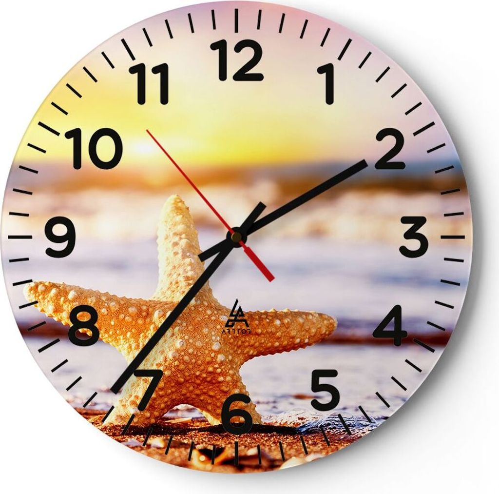Wanduhr - Rund - Glasuhr - Starfish Strand Sand Ozean - Produktbild 
