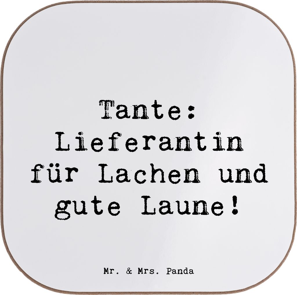 Mr. & Mrs. Panda Untersetzer für Gläser Spruch Tante Lieferantin - Weiß - Geschenk, Tischuntersetzer, Verwandtschaft, einzigartige Designs, Jubi...