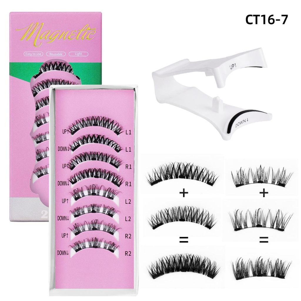 INF Magnetische falsche Wimpern Set – Wiederverwendbare, ohne Kleber, synthetische Fasern, 2+2+5mm Magnete mit Applikator