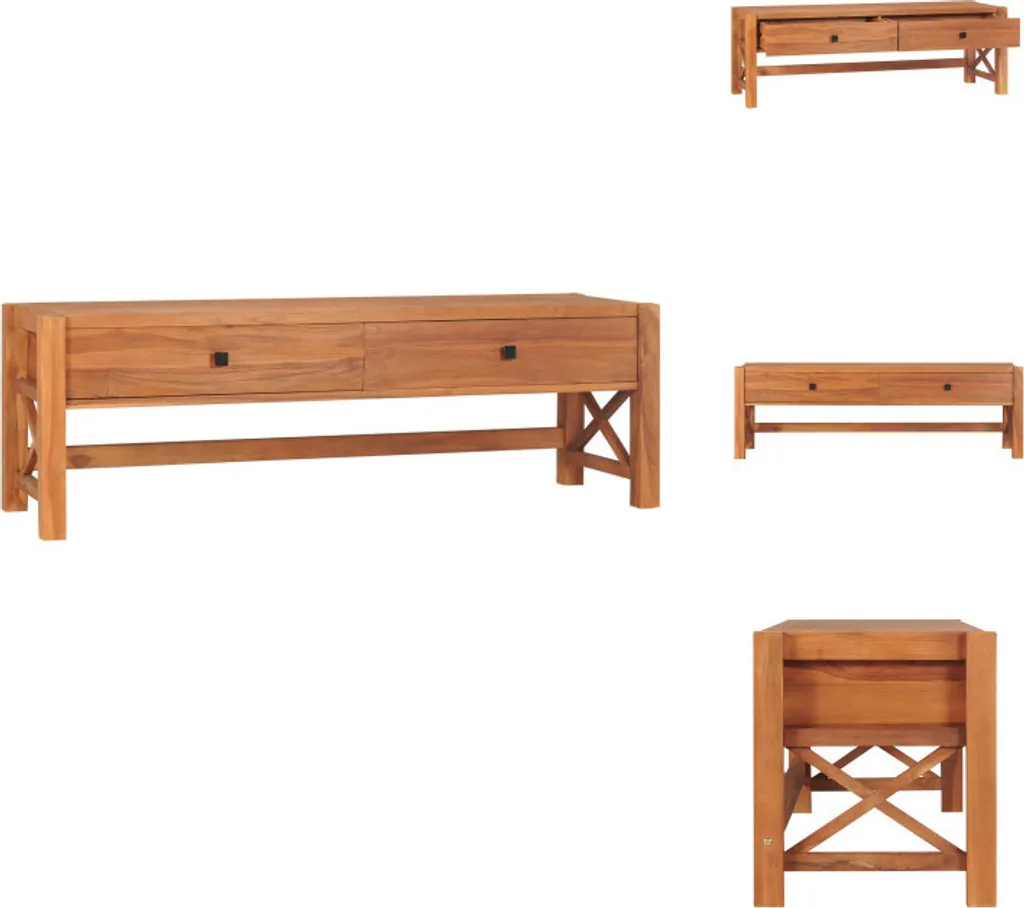 Meuble TV vidaXL 140 cm en Teck - Solution de Rangement Salon Moderne