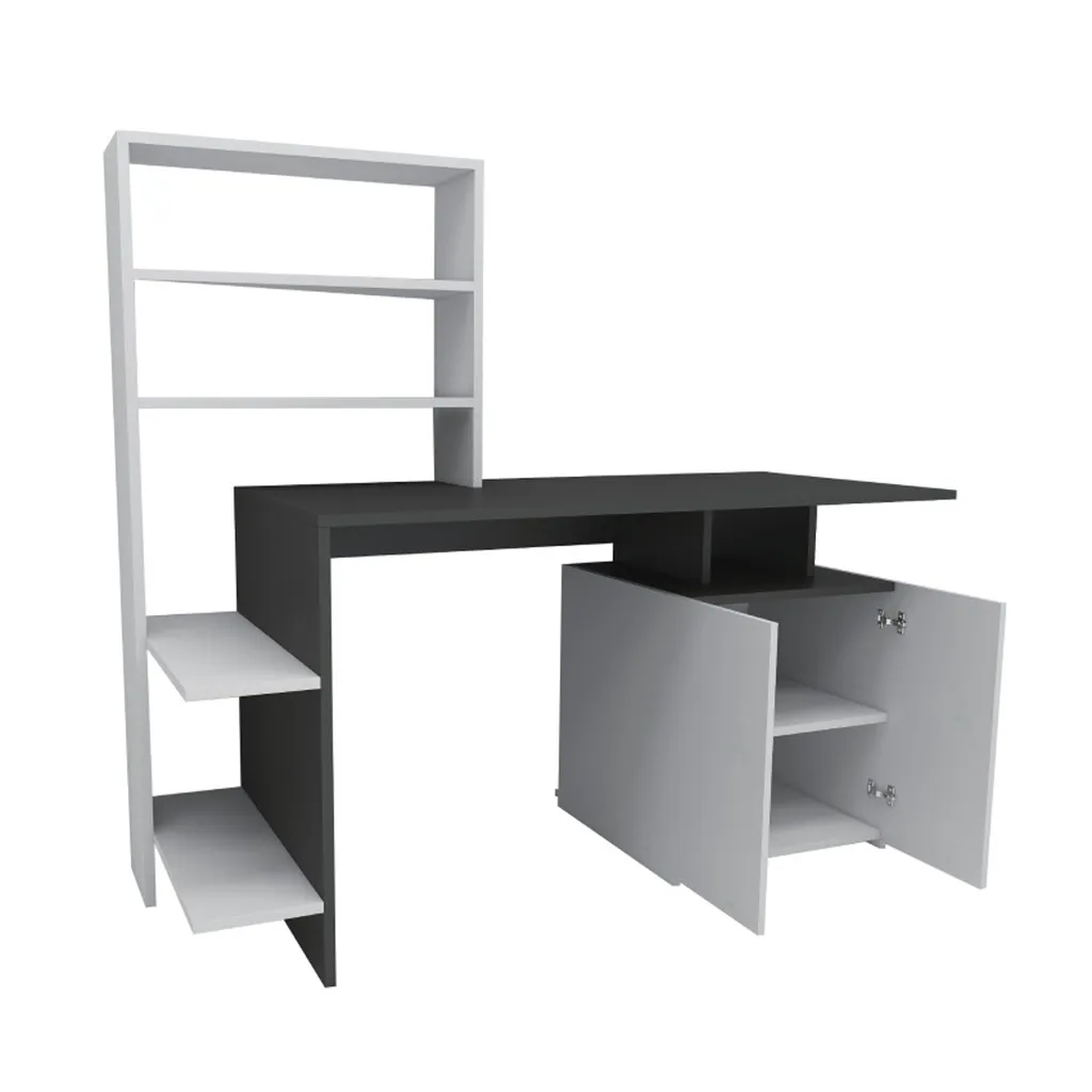 Table basse mélaminée Melis CTQ robuste et design blanc et anthracite