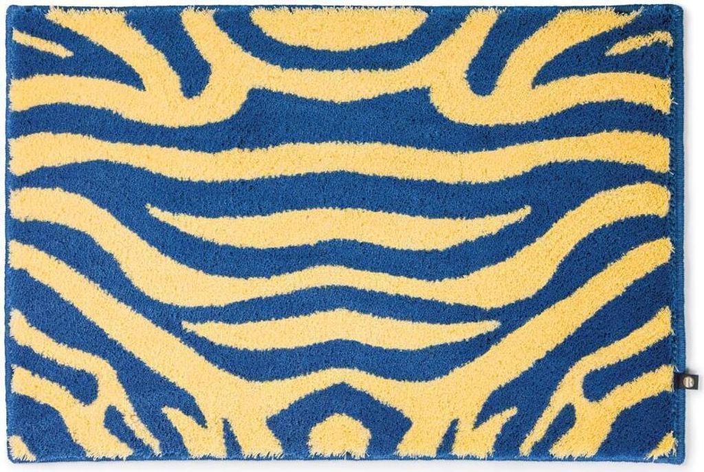 Rhomtuft Badteppich New Zebra eckig 60 x 90 cm Farbe neptun/banane