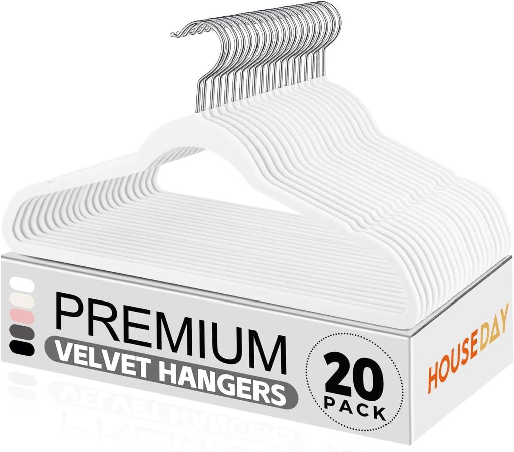 20 Kleiderbügel Samt 45 x 23,8 x 0,6 cm, weiß