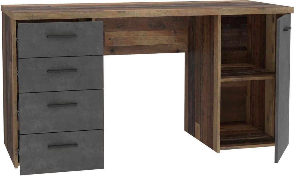 Schreibtisch NETBOB, Optik: Old Wood Vintage / Beton von Produktbild 3