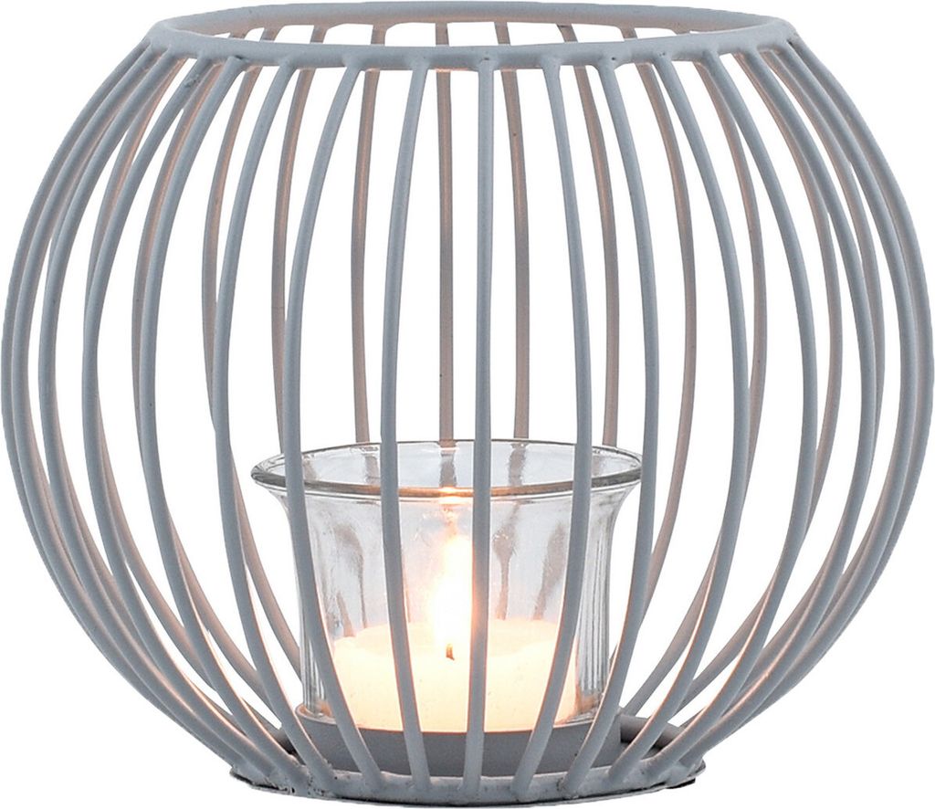 Marrakesch Skandinavische Deko Windlichter Metall Draht & Glas 15cm klein grau | Windlicht Teelichthalter Spectro als Gartendeko & Wohnzimmer Tisch...