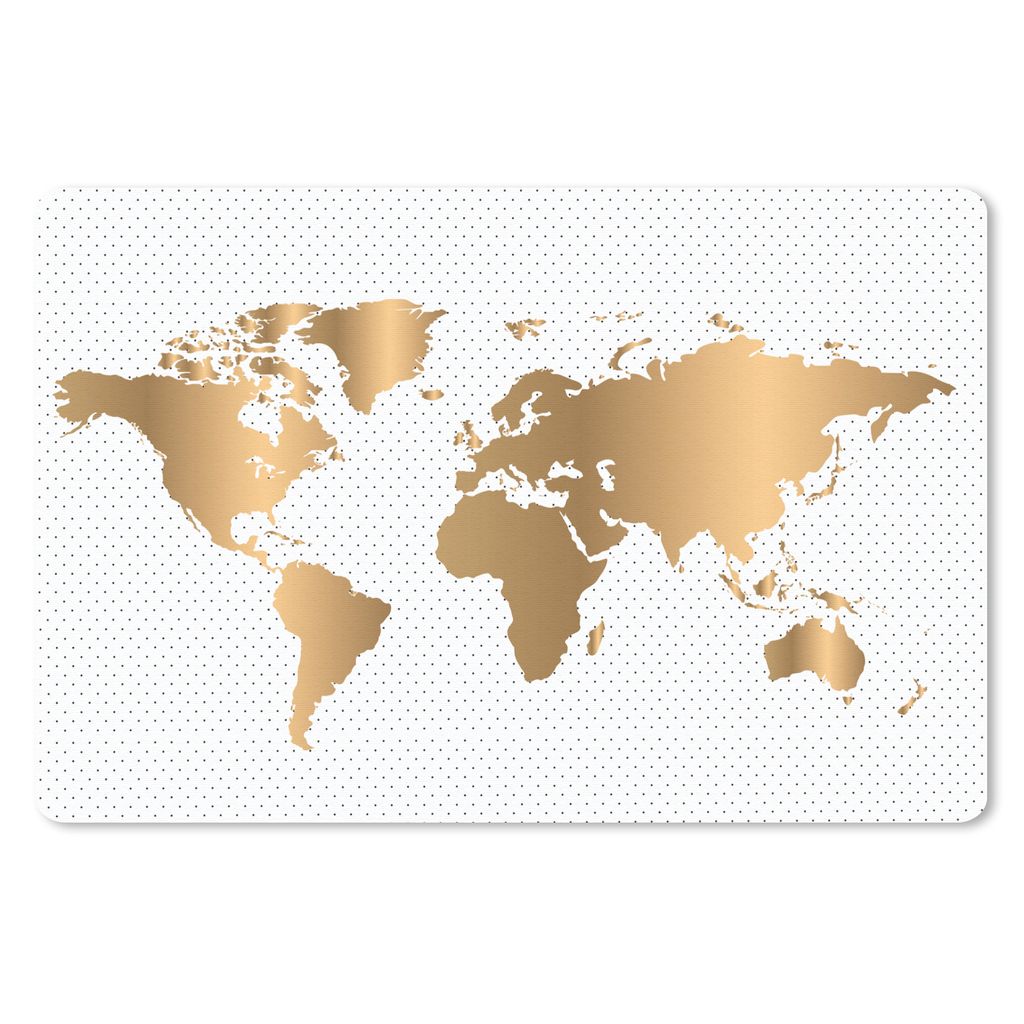 MuchoWow Mauspad Mousepad Weltkarte - Gold - Pünktchen - Kinder - Jungen - Mädchen 27x18 cm - Mousepads - Maus Mat - Pad - Mausunterlage - Bür...