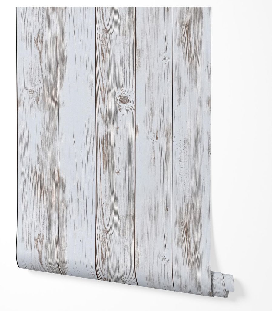 Selbstklebende Tapete Möbelfolie Holzoptik Weiß Shabby Chic Produktbild 