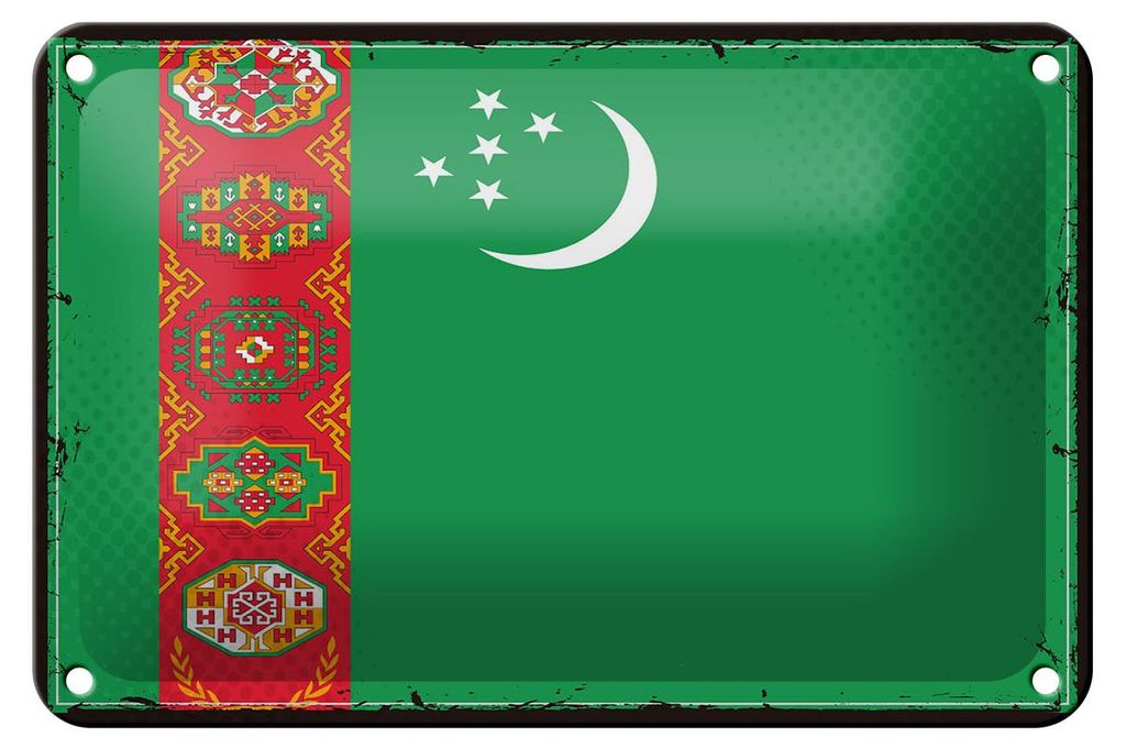 Blechschild Flagge Turkmenistans 18x12cm Retro Turkmenistan Produktbild 