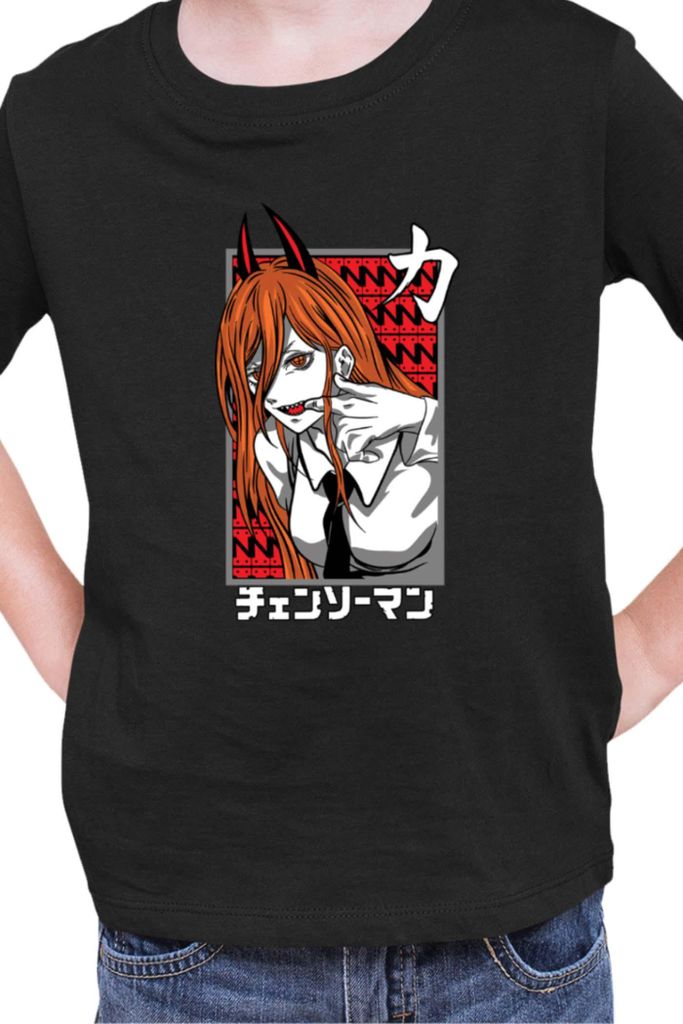 Kinder T-Shirt Manga Japan Anime Comics Animation Chainsaw Anime manga Man 07, 9-11 Jahr - 140 / Schwarz
