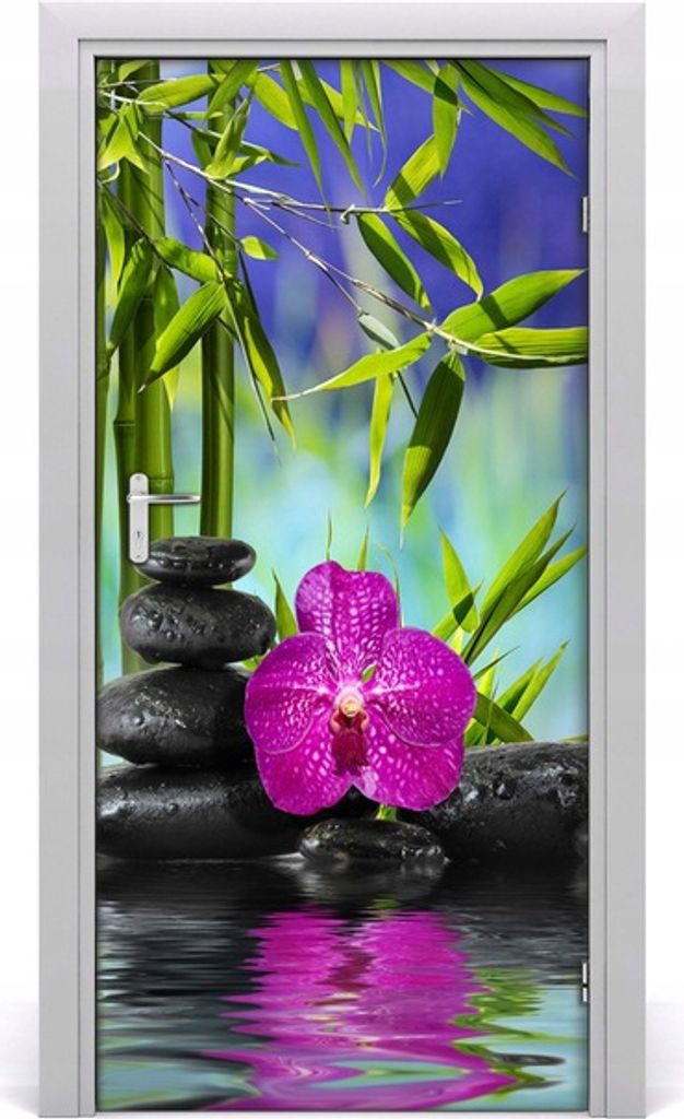 Türaufkleber Orchidee Furnier Bambus 95x205