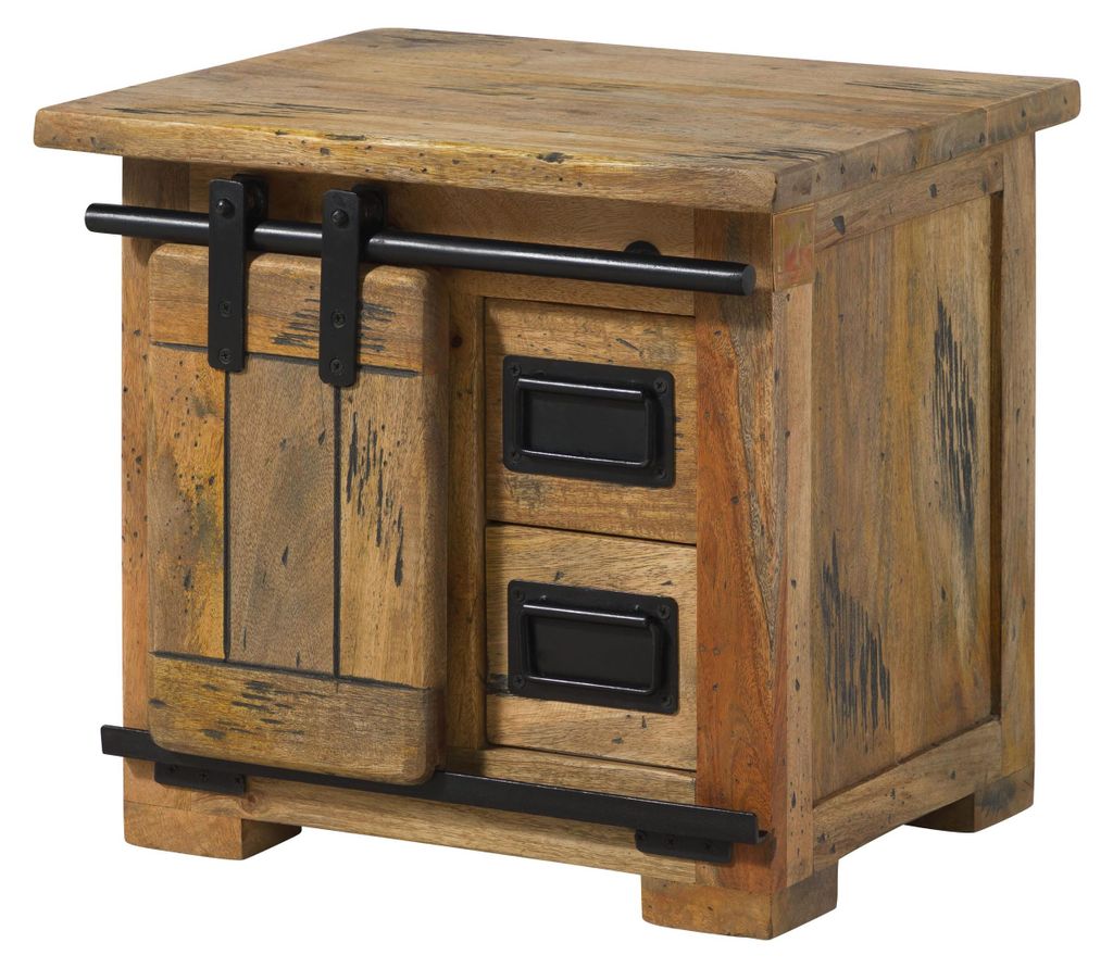 MASSIVMOEBEL24.DE Nachttisch Mango 50x40x45 natur lackiert Produktbild 