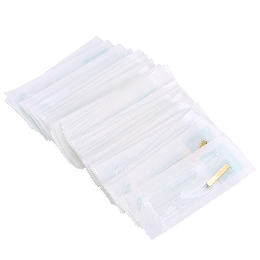 50pcs Microblading Nadel Klinge Lebensmittelqualität Edelstahl manuelle Augenbrauen Tattoo Klingen (12 Pin)