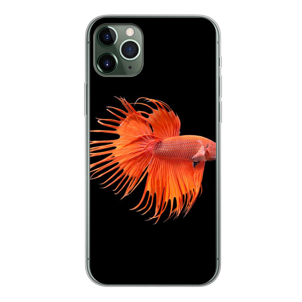 MuchoWow Handyhülle Schutzhülle Hülle für iPhone 11 Pro Max Fische - Wilde Tiere - Schwarz Silikon Softcase Handy Hülle - Schutz