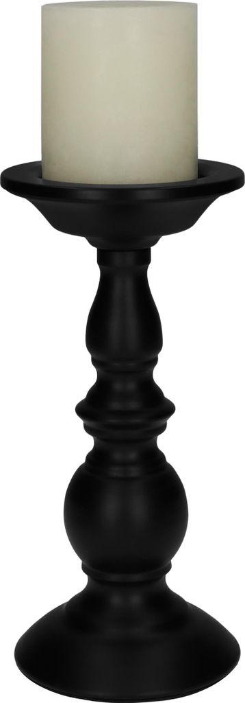 QUVIO Kerzenständer - Kerzenhalter - Kerzenzubehör - Dekorativer Kerzenständer - Schwarz - Metall - 21 cm (d)