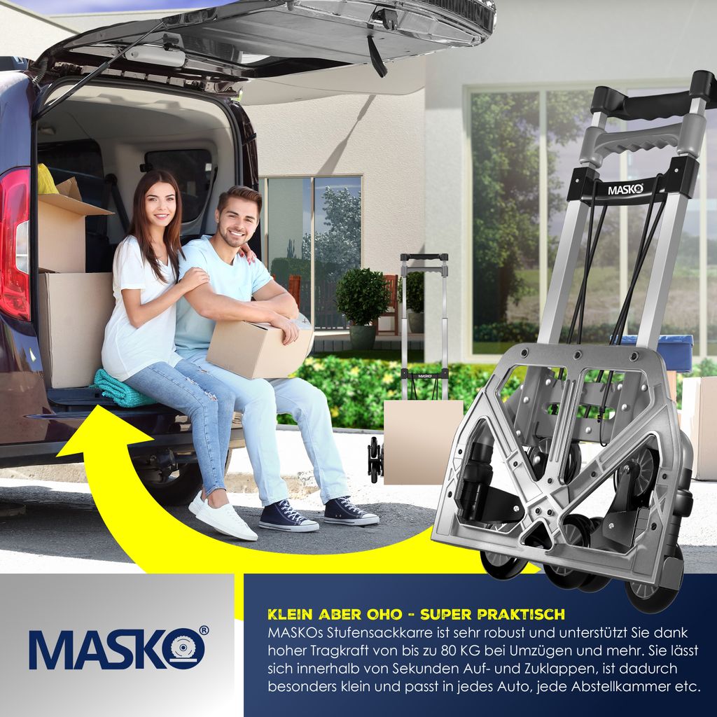 MASKO® Stufen-Sackkarre Treppenkarre Klappbar 80 kg Produktbild 3