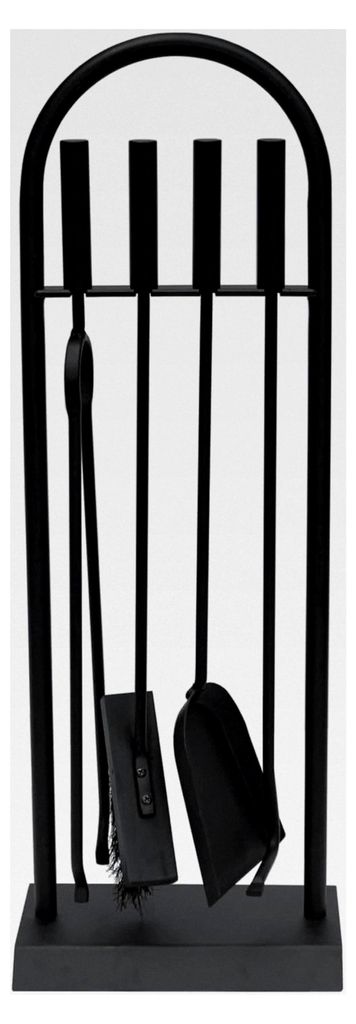 Modernes Kaminbesteck Arch Werkzeug Set, Stahl, schwarz, 23 x 14 x 66 cm, 4 Teile